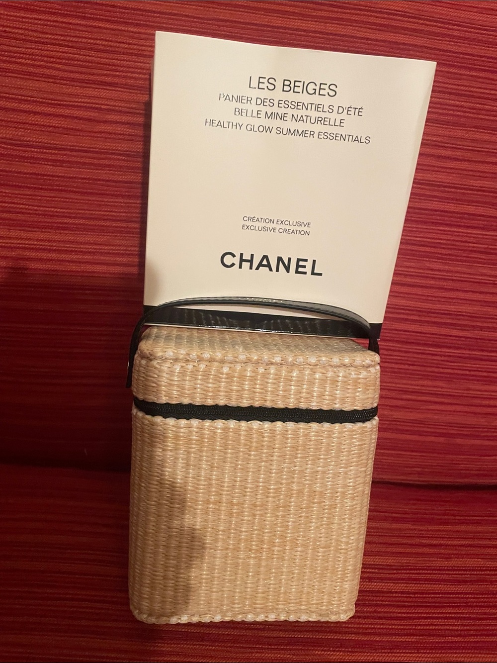 Beaute Woven Les Beiges Cosmetic Case in Beige with Black Trim